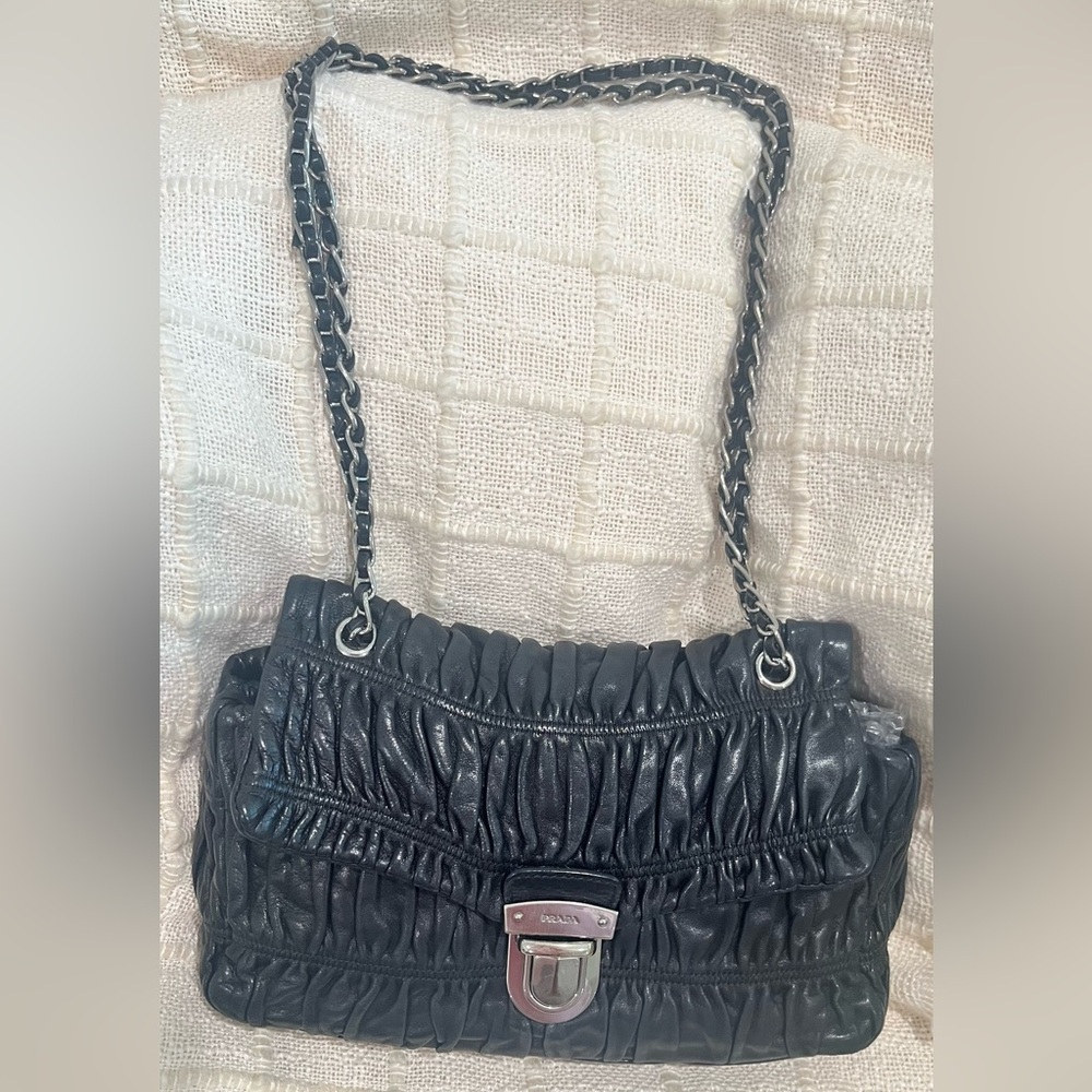Authentic PRADA Gaufre leather Double Chain bag